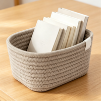 Panier de rangement pliable en coton de style bohème, rectangulaire, écologique, pour la décoration de la maison - Organisateur de rangement de bureau, couleur personnalisée