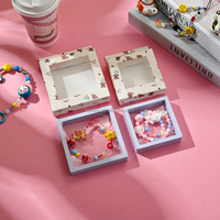 Boîte à bijoux en PVC personnalisée en gros, imprimée avec des dessins animés mignons, pour bracelets, colliers et accessoires pour cheveux, emballage cadeau en papier