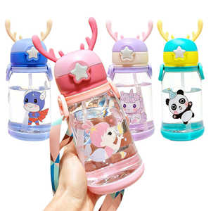 Cartoon <b>Adult</b> <b>Water</b> <b>Bottle</b> <b>for</b> School Travel Sports & Outdoor Use <b>with</b> <b>Straw</b> Leak-Proof Spout Cover Eco-Friendly Dishwasher Safe - Product Image 3