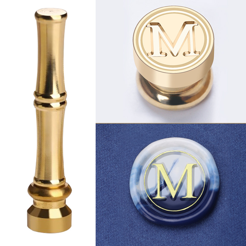 Single stamp with the letter M (mini copper head bamboo joint handle)