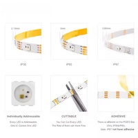 Tira de LED Digital RGB Pixel WS2815 de BTF-LIGHTING, Cable de Cobre DC12V con Doble Transmisión de Datos, 30/60/144 Píxeles, Programable, Cortable Individualmente, IP65