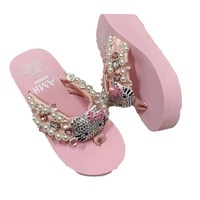 Tongs tendance à semelle épaisse avec strass et perles pour femmes et jeunes filles – Idéales pour l'été et la plage
