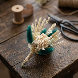 Arreglo Floral de Flores Secas para Solapa, Decoración con Hierba de Pampas Preservada para Bodas y Fiestas de Novios - Product Image 1