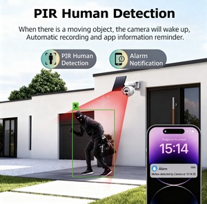Système de caméra IP de sécurité PTZ sans fil solaire alimenté par batterie intelligente extérieure avec vision nocturne 12X, carte SIM 4G et réseau Wi-Fi - Product Image 4