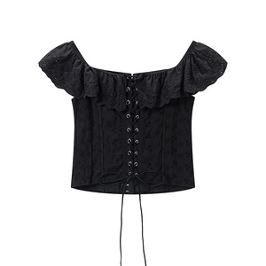 SHENZHU Abbigliamento Donna Estate 2026 Nuova Collezione <span class=keywords><strong>Top</strong></span> Ricamato con Laccetti Stile Dolce e Piccante, Elegante e Versatile - Product Image 6