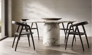 Sassanid OEM, новинка, оптовая продажа, роскошный обеденный набор, резной мраморный круглый обеденный стол