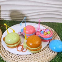 Porte-clés de pêche en forme de hamburger de dessin animé exquis, jouet magnétique créatif à remontoir, pendentif de décompression, cadeau tendance