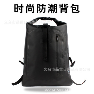 Pvc Mesh Fabric Large Capacity Outdoor Waterproof <b>Backpack</b> <b>Black</b> Solid Color Unisex Adult Cycling Fishing Swimming Wading - Product Image 1