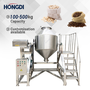 Heavy Duty 500KG Full Stainless Steel Double Cone Mixer with Integrated <b>Ladder</b>, Food Grade Powder Blender for Mixing System - Product Image 2