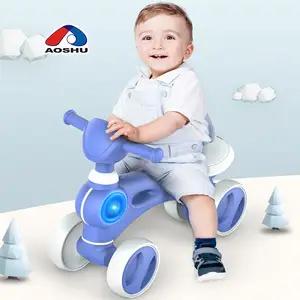 Como 4 rodas sem pedal crianças equilíbrio triciclo empurrar bicicleta bebê bicicleta para criança