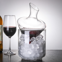Décanteur à vin à refroidissement rapide - Seau à glace en verre borosilicate avec entonnoir intégré pour usage domestique et commercial
