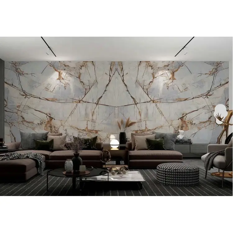 1200x2700x6mm Smirnkin Marble Ultra Thin Large Format Book Match Porcelain Tile Slab For Countertop Floor Wall