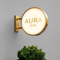 Panneau publicitaire double face en aluminium sur mesure pour extérieur, avec éclairage LED rond et projection, idéal pour la publicité en gros