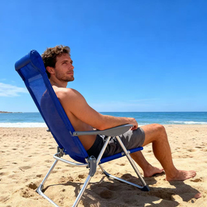 Adjustable <b>Reclining</b> Lightweight Aluminum Backpack Portable Foldable Beach <b>Chairs</b> with Cooler Bag - Product Image 1
