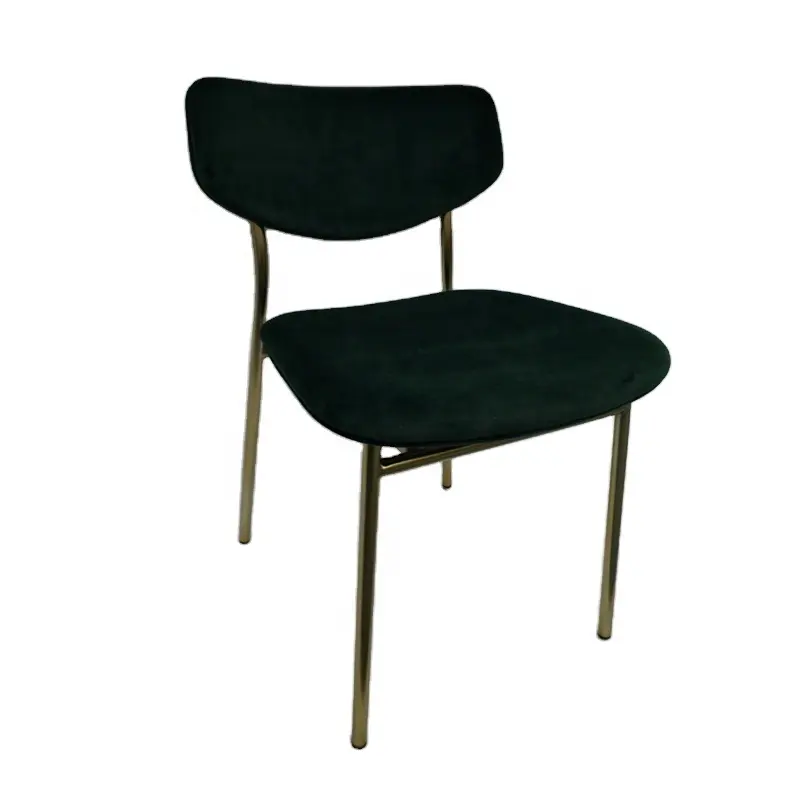 Простой дизайн, современный стиль, бархатный стул для ресторана из черной травы/тканевый обеденный стул с золотыми хромированными металлическими ножками