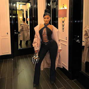 XH1136 - Tuta <span class=keywords><strong>Elegante</strong></span> da <span class=keywords><strong>Donna</strong></span> Aderente con Lacci, Schiena Scoperta, Sexy per Feste - Product Image 3