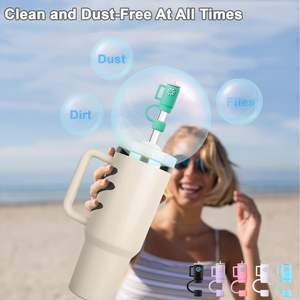 Cubiertas de silicona reutilizables a prueba de polvo para pajitas de vasos Stanley de 40 oz, compatibles con tapas de pajita Stanley. - Product Image 4