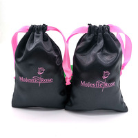 Sacs d'emballage de cheveux de poche de perruque de soie de satin de taille et de couleur de logo personnalisé pour des faisceaux de cheveux avec ruban