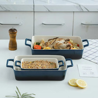 Ensemble de plats à pâtisserie en céramique, plats à gratin pour four, plats à lasagnes rectangulaires avec poignées pour la cuisine, lot de 3
