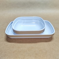Ensemble de vaisselle pour avion : saladier, assiette, assiette à accompagnement, tasse à café, petite assiette - Plastique moulé par injection, qualité alimentaire SAN