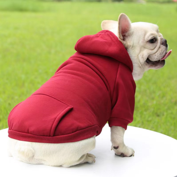 Casual Sporty Style Warm Puppy Dog Cloth Thickened Soft Solid Color Pet Hoodies