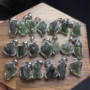 Natural High Quality Healing Czech <strong>Moldavite</strong> Gemstone Crystal Pendant 925 Sliver Crystal <strong>Necklace</strong> for Decorations Craft Gift - Product Image 1