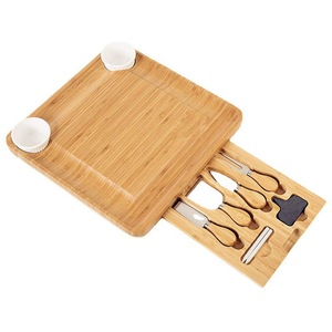 Plateau à fromage en bambou avec outils, plateau de service en bois de 12x16 pouces pour apéritifs et accompagnements de vin - Product Image 5