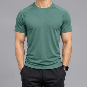 เสื้อยืดคอกลมสีเขียวสำหรับผู้ชาย GENERAL INDUSTRIES ผ้าถักแห้งเร็ว 95% ผ้าฝ้าย เป็นมิตรกับสิ่งแวดล้อม สไตล์สปอร์ต ใส่สบายๆ ในฤดูร้อน รุ่น Left - Product Image 1
