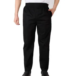 5XL plus size black color chef work men cook flame retardant fabric stretch print wholesale chef pants uniform