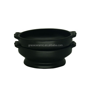 Bol en céramique classique <span class=keywords><strong>noir</strong></span> <span class=keywords><strong>mat</strong></span> pour plats traditionnels éthiopiens Tabia et Shekla, plat à viande éthiopien pour KITFO - Product Image 5