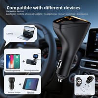 Cargador de Coche Rápido de 65W QC3.0 con Doble USB Tipo-C, Pantalla Digital, Divisor de Encendedor de Cigarrillos, Adaptador de 2 Puertos, Certificado CE