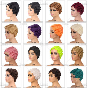 شعر مستعار قصير بقص بيكسي للنساء السمراوات إصبع الأم موجة المحيط شعر مستعار رخيص للحفلات - Product Image 5