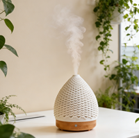 Diffuseur d'arômes à ultrasons en bois pour la maison, diffuseur de brume aromatique en céramique, nébuliseur d'aromathérapie en céramique, diffuseur d'aromathérapie en céramique