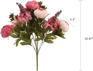 Bouquets de 13 têtes de pivoines artificielles en soie exquises pour la décoration moderne de la maison et des mariages - Vente en gros - Product Image 2