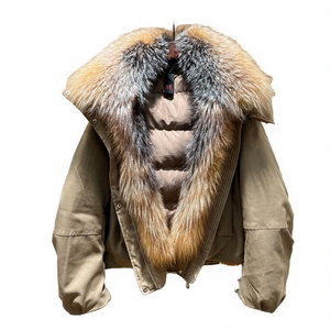 Manteau parka en duvet d'oie court et ample, respirant et écologique, col en fourrure, pour femmes, OUDINA - Product Image 3