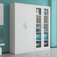 Archivador de Acero de Alta Resistencia con Doble Puerta, Cerradura y 3 Cajones, Antióxido, para Almacenamiento de Archivos de Oficina