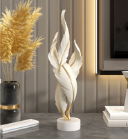 Ornements en résine de luxe léger, style Art Déco, plumes peintes et électroplaquées, pour bureaux, étagères, cadeaux d'anniversaire et de pendaison de crémaillère