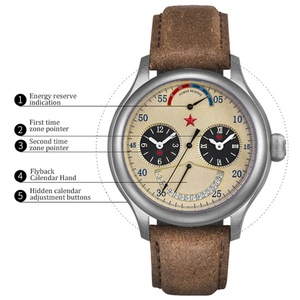 RED STAR GMT Dual Time Zone Men <b>Automatic</b> Mechanical Watches ST2545 Movement Calendar Mens <b>Wristwatch</b> - Product Image 1