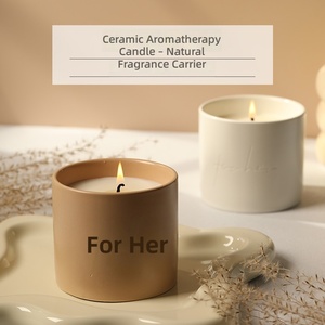 Bougie parfumée en cire de soja dans un pot en céramique de luxe, bougie d'aromathérapie faite à la main, décoration d'intérieur, cadeau de mariage ou d'anniversaire - Product Image 3
