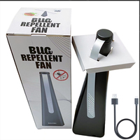 Ventilateur anti-moustiques rechargeable par USB, ventilateur à main noir, ventilateur de table portable, répulsif anti-moustiques pour intérieur, extérieur, pique-nique, été