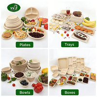 Assiettes jetables en pulpe de bambou biodégradables et compostables VVG Eco Friendly, 6/7/8/9/10/12 pouces, personnalisables, pour les fêtes