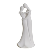 Statue de couple amoureux en céramique blanche faite à la main, figurine cadeau anniversaire Saint-Valentin, sculpture Art Déco pour table