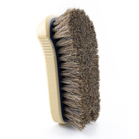 Brosse à poils mélangés bicolore LB-007 - Manche ivoire/bleu, poils naturels mixtes, pour l'entretien des chaussures/du cuir/de l'intérieur des voitures