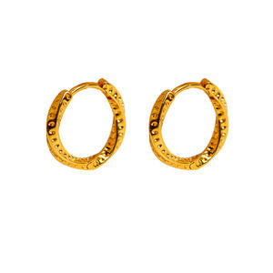 Joyería minimalista, pendiente geométrico chapado en oro de 18 quilates, joyería de moda, pendientes de aro gruesos de forma redonda irregular hueca - Product Image 6