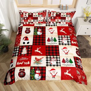 Ensemble de housse de <span class=keywords><strong>couette</strong></span> personnalisée à prix avantageux pour Noël, motif bonhomme de neige et <span class=keywords><strong>cerf</strong></span>, 3 pièces, housse de <span class=keywords><strong>couette</strong></span>, taies d'oreiller, toutes tailles, ensemble de literie pour cadeau de Noël - Product Image 1
