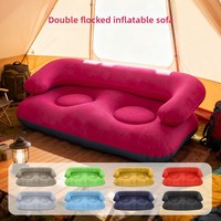 Canapé double gonflable pliable moderne et décontracté en PVC écologique avec accoudoirs et dossier floqués, chaise portable pour chambre et tente extérieure