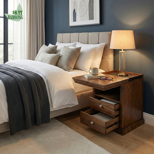 <span class=keywords><strong>Table</strong></span> <span class=keywords><strong>de</strong></span> <span class=keywords><strong>Chevet</strong></span> en Bambou Massif Écologique avec Tiroir et Rangement Intégré - Product Image 4