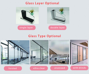 Chất lượng cao mô-đun kính cường lực văn phòng phân vùng cách âm kính đôi khung ẩn cho trường học và sử dụng thương mại - Product Image 6