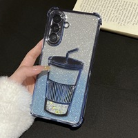 Coque de téléphone Thé au lait sable mouvant pour Samsung A57 A16 A13 et iPhone séries 11-18, coque arrière antichute à quatre coins