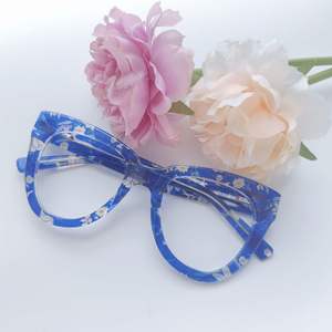 Gafas <span class=keywords><strong>de</strong></span> acetato <span class=keywords><strong>de</strong></span> Marco grande Trendyy americano europeo pequeño verde fresco Floral 58043 Diamante <span class=keywords><strong>de</strong></span> moda <span class=keywords><strong>para</strong></span> mujeres y familia - Product Image 4